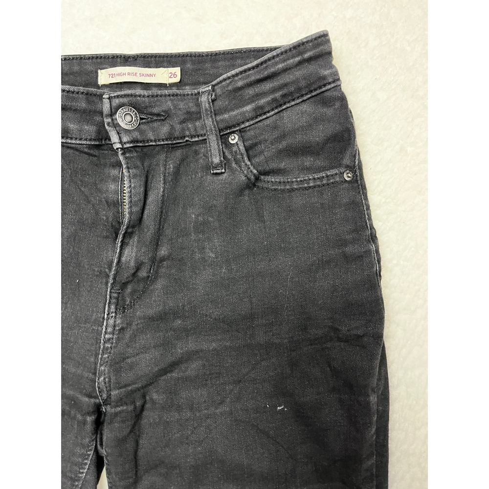 Levi's Jeans Womens 26 Black 721 High Rise Skinny Stretch Denim Pants 18882-0021